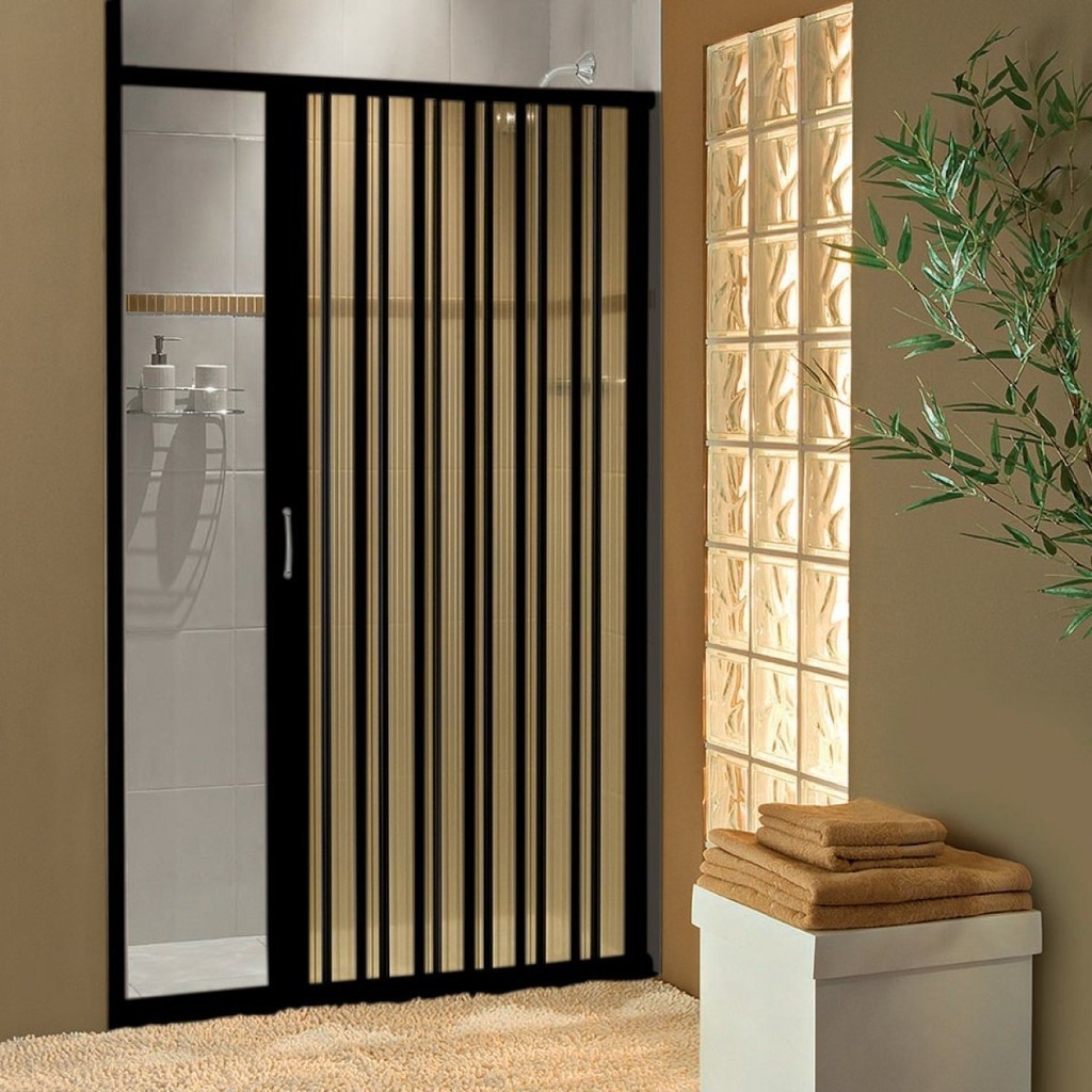 Box Para Banheiro de PVC 185x55cm Sanfonado Frontal BCF Preto