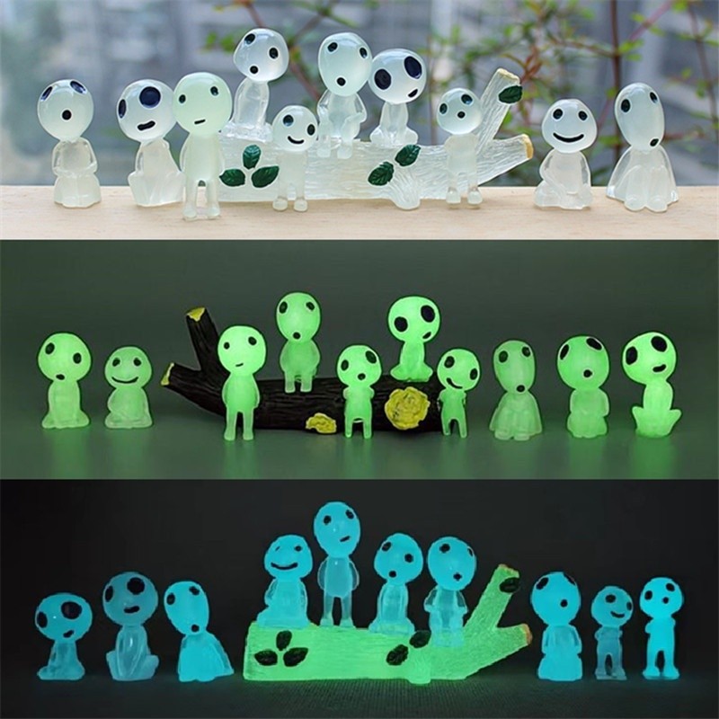 10PCS Miniaturas De Árvore Elfo Resina Bebê Brilho Na Noite Micro Paisagem Decorações Luminosas Alienígenas ET Acessórios De Jardim Fada
