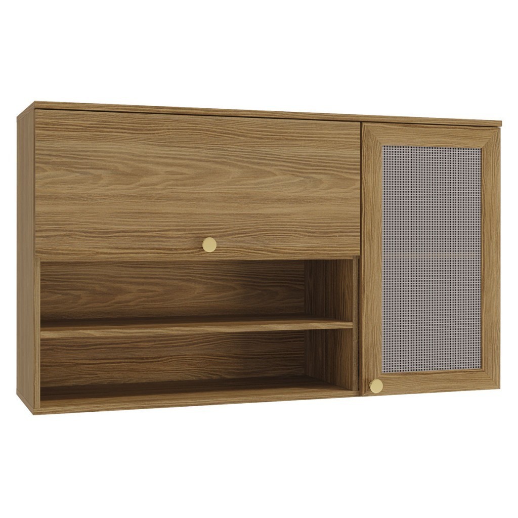 Armário Aéreo Cozinha Botanic 120 Cm 2 Portas Nogueira Fosco - Kappesberg - Home & Living