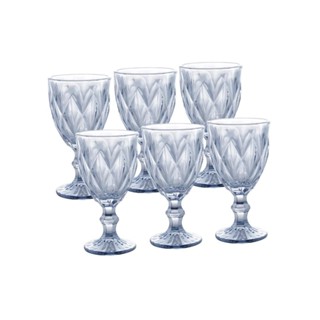 6 Taças Lyor Diamond de Vidro para Água Azul 325ml em Oferta na Shopee