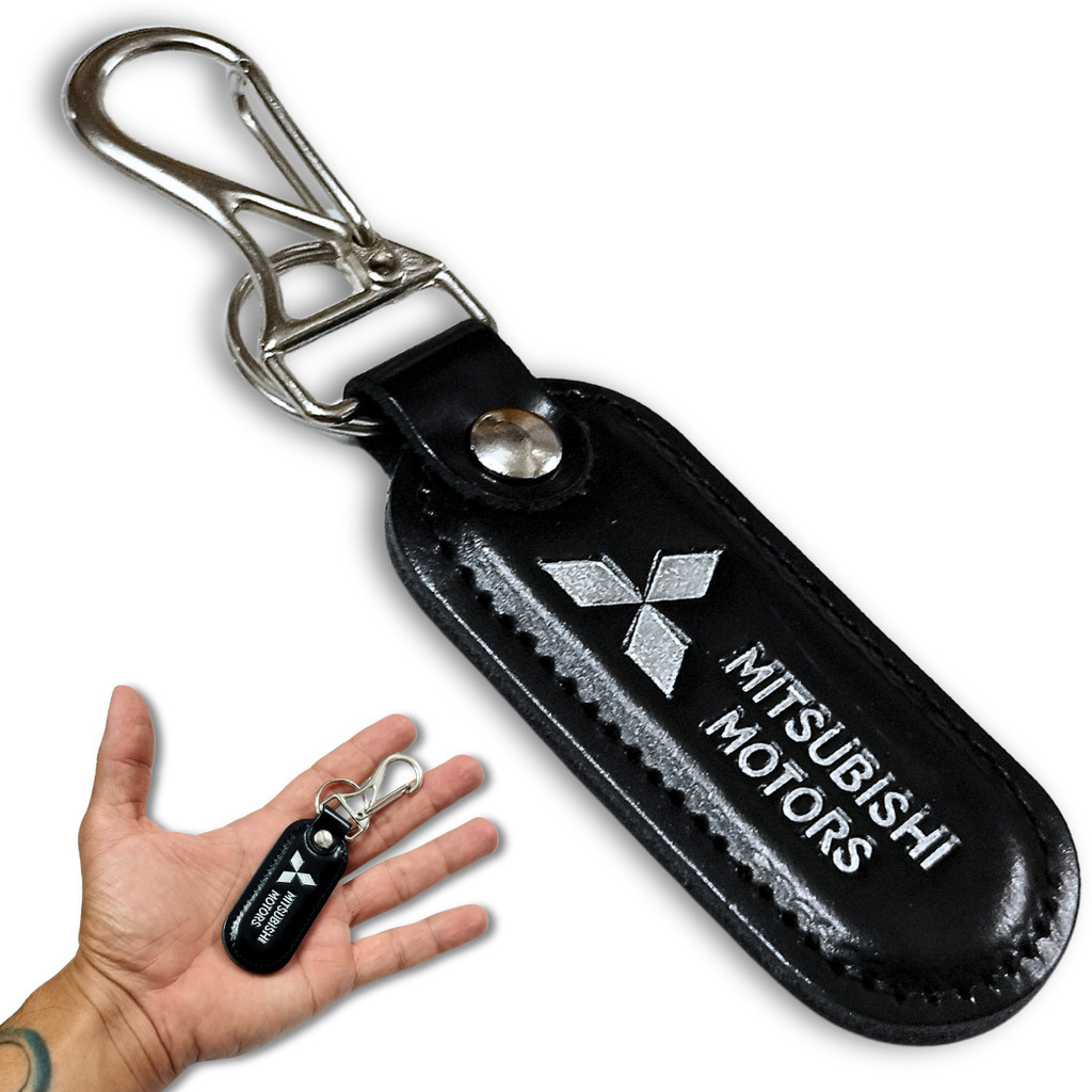 Chaveiro Mitsubishi Couro Preto Marrom Acessório Automotivo Carro