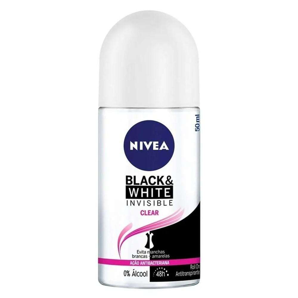 Desodorante Roll On Nivea Black & White Invisible Clear 50ml em Oferta na Shopee