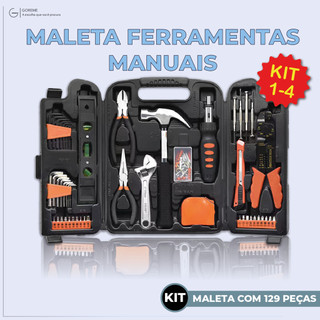 Jogo Kit de Ferramentas 129 Peças Maleta Serviços Gerais + Soquetes Chave Catraca Reversível em Oferta na Shopee