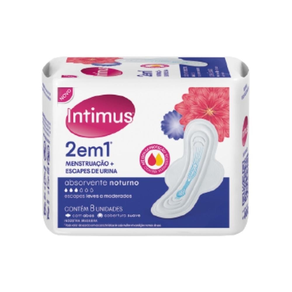 Absorvente Intimus Noturno 2 em 1 Suave com Abas 8 Unidades - Health