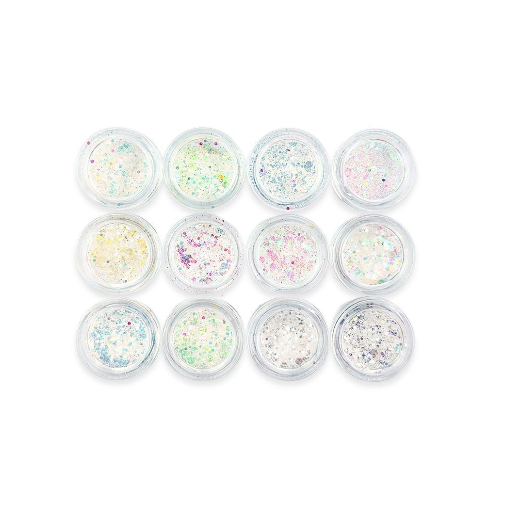 Kit 12 Glitter Flocado Decoração Unha Nail Art