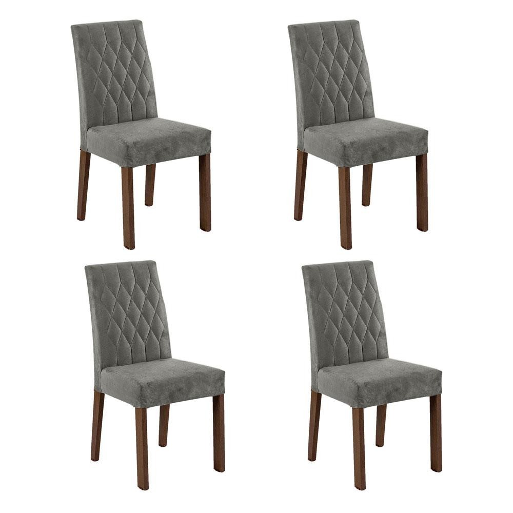 Kit 4 Cadeiras de Jantar 4256 Rustic/Silver Madesa em Oferta na Shopee