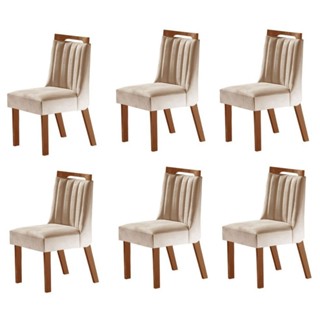 Kit 6 Cadeiras Lottus Prêmio/Creme - Lj Móveis em Oferta na Shopee