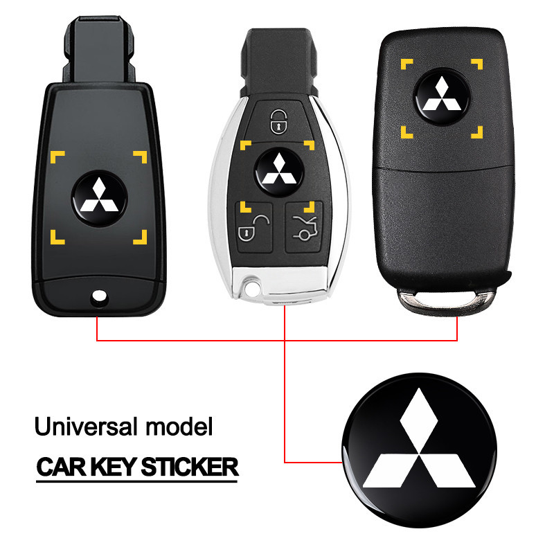 2/5 Pçs 14mm Emblema Da Chave Do Carro Adesivos De Controle Automático Logotipo Decalques Para Mitsubishi ASX Lancer Paj