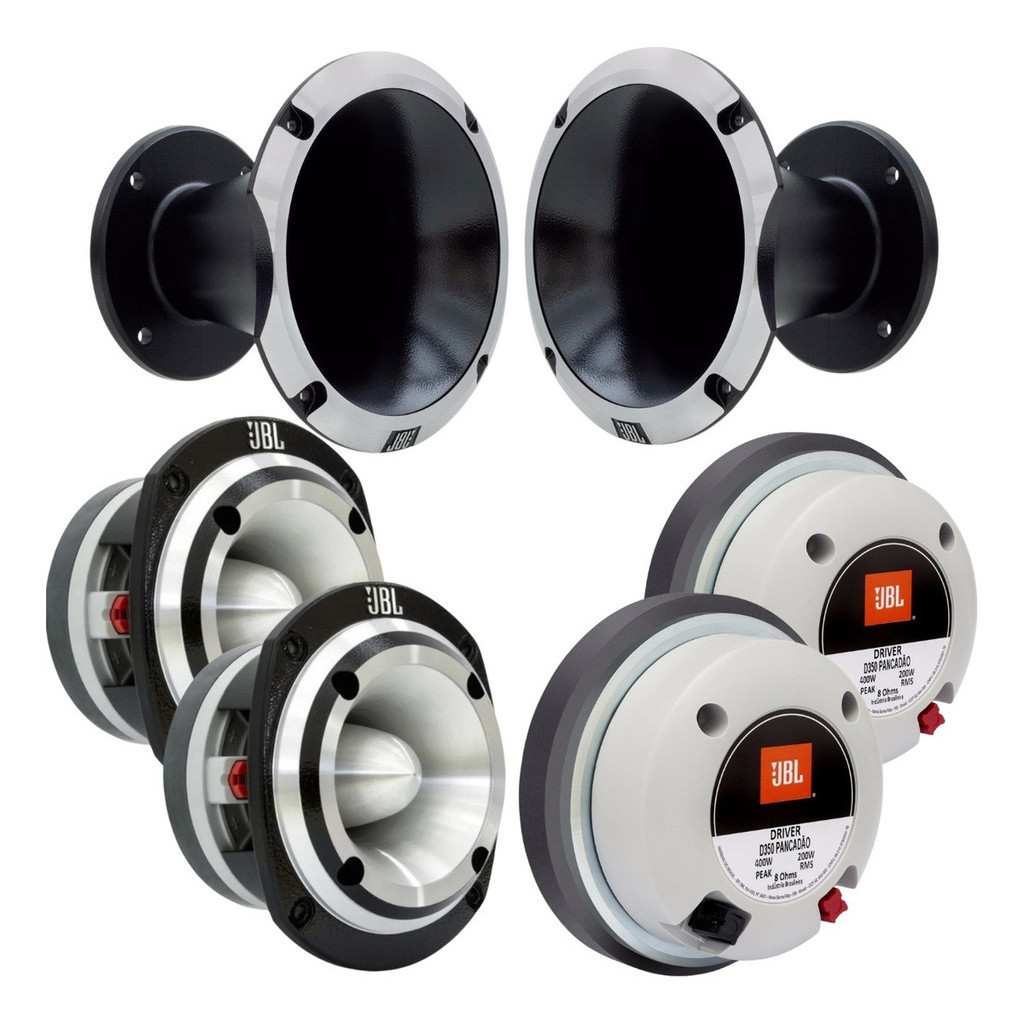 Kit 2 Driver JBL D350 Pancadão + 2 Super Tweeter JBL ST450 Trio + 2 Cornetas JBL HL14-50 - Spare Parts and Accessories for Vehicles
