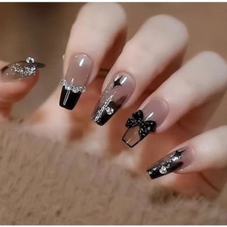 KIT 24/48/72 Unhas C/Cola Postiça Decorada Glitter Bailarina Quadrada Amendoada Francesin…