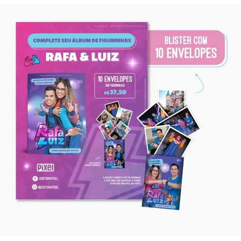 Kit 10 envelopes com 50 cromos do Livro ilustrado oficial Rafa & Luiz em Oferta na Shopee