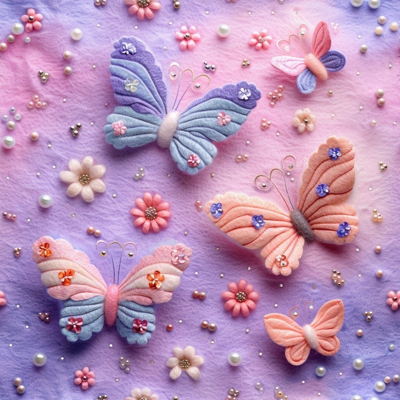 Tecido Tricoline Digital Borboletas 3D 1mt x 1,50mt