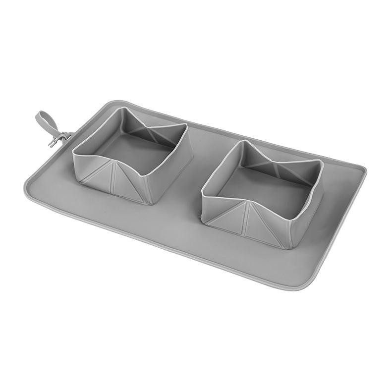 Comedouro Pet de Silicone Lopetudos RollUpBowl1, Cinza, LP-CMSL-DP