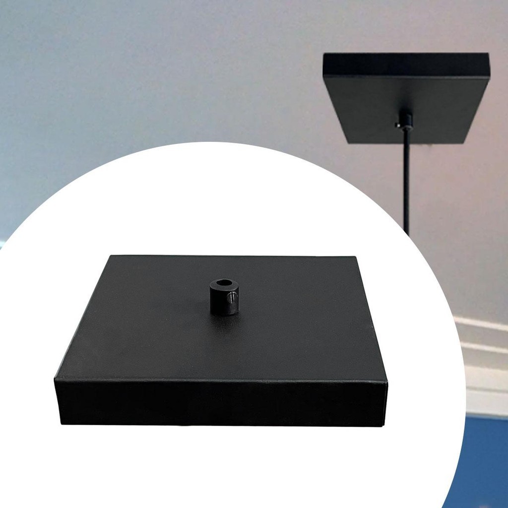 Imagem Canopla Acabamento Quadrada para Pendente luminária de teto De Alumínio Preto ou Branco