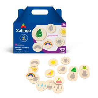 Jogo da Memória Sombras e Formas II em MDF com 32 Peças para Crianças Xalingo - 17654 em Oferta na Shopee