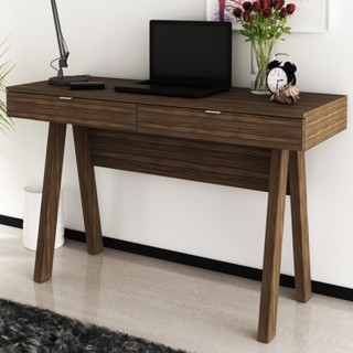 Mesa Escrivaninha 2 Gavetas Nogal/Pés Nogal Me4128 - Tecno Mobili em Oferta na Shopee