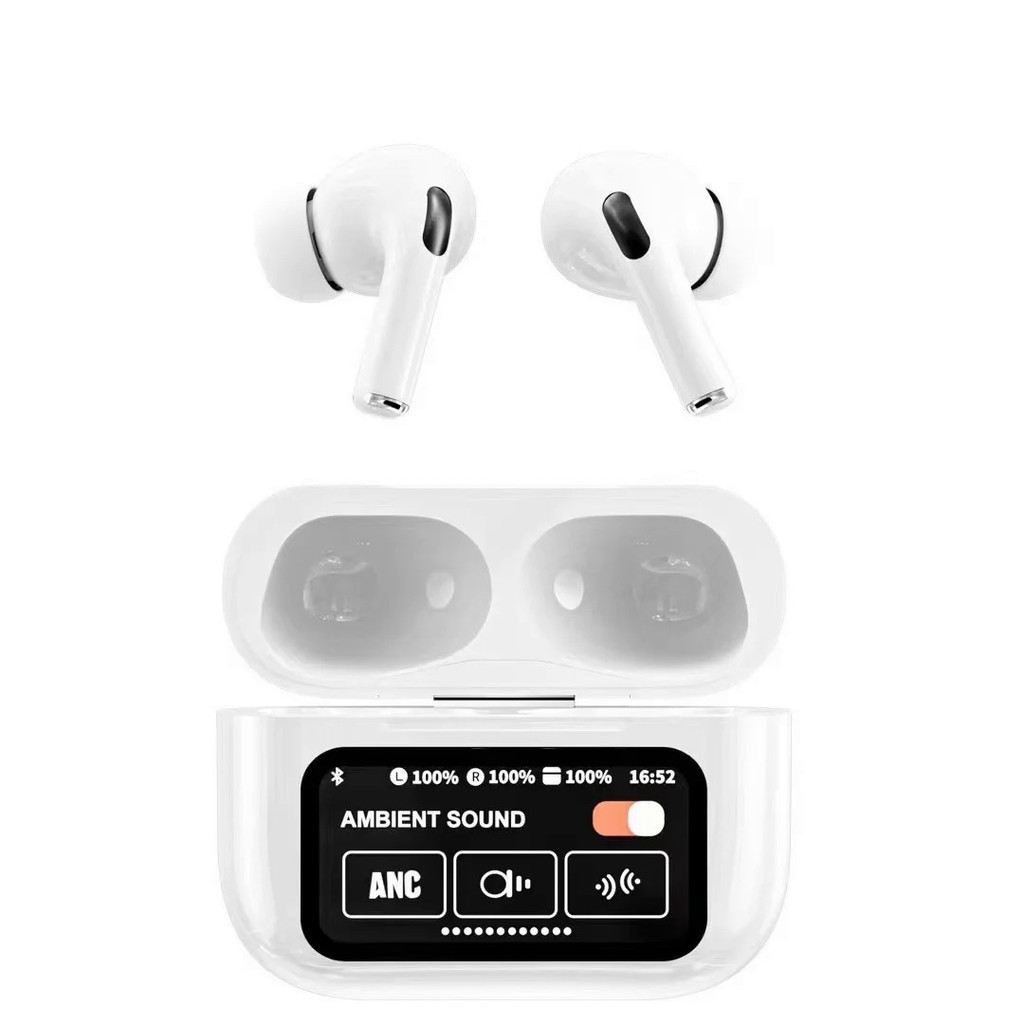 2024 A9 Pro Touch Screen Anc Earphones Intra-Up Wireless Bluetooth High Battery High Warranty TWS Phone Nave Canceller