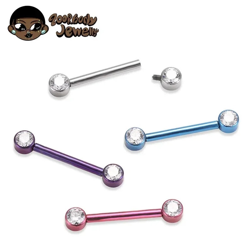 Piercing Mamilo Titânio de Grau de Implante Zircônias Rosca Interna 14mm/16mm