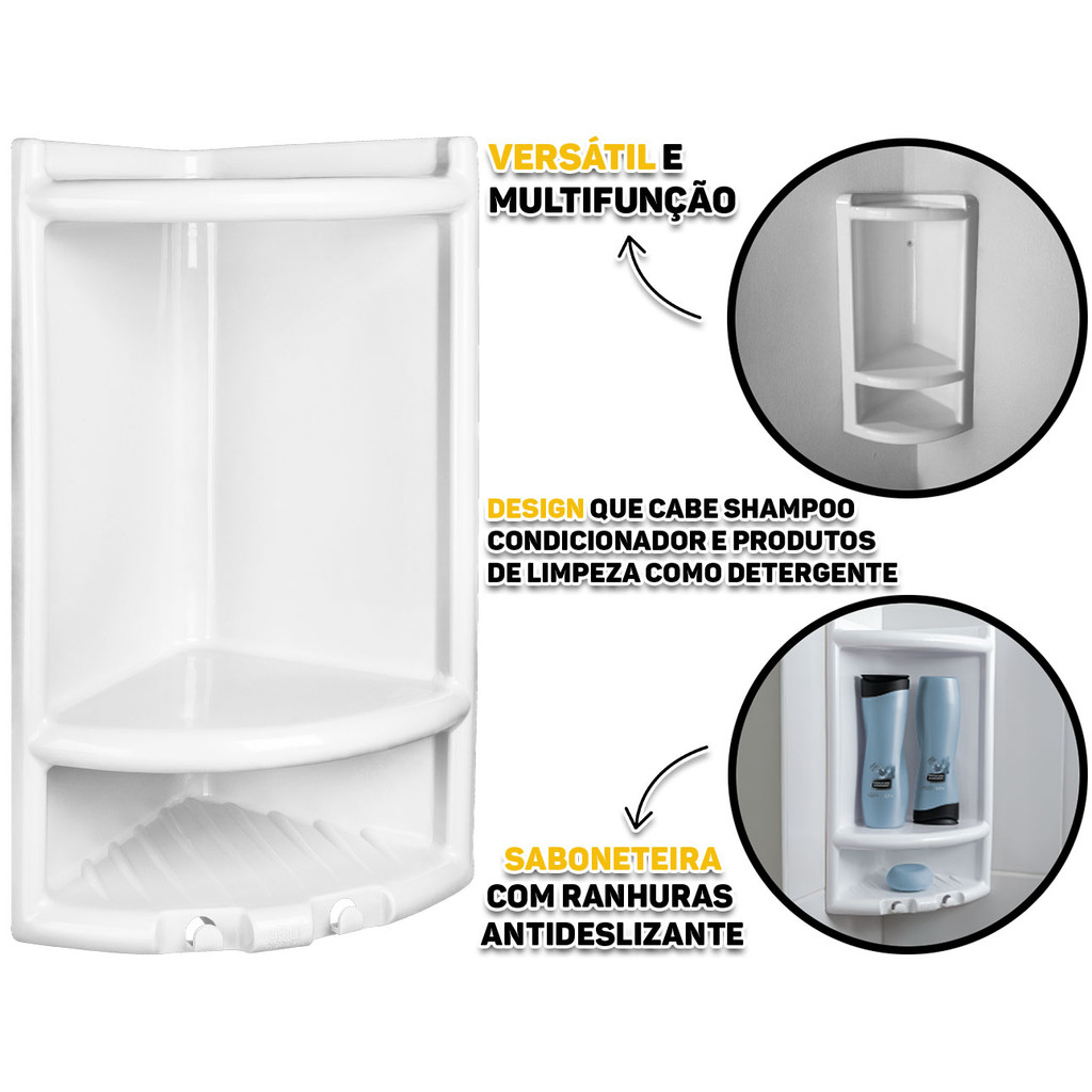 Suporte Porta Shampoo Cantoneira Para Banheiro Box Porta Sabonete Organizador Multiuso Herc em Oferta na Shopee