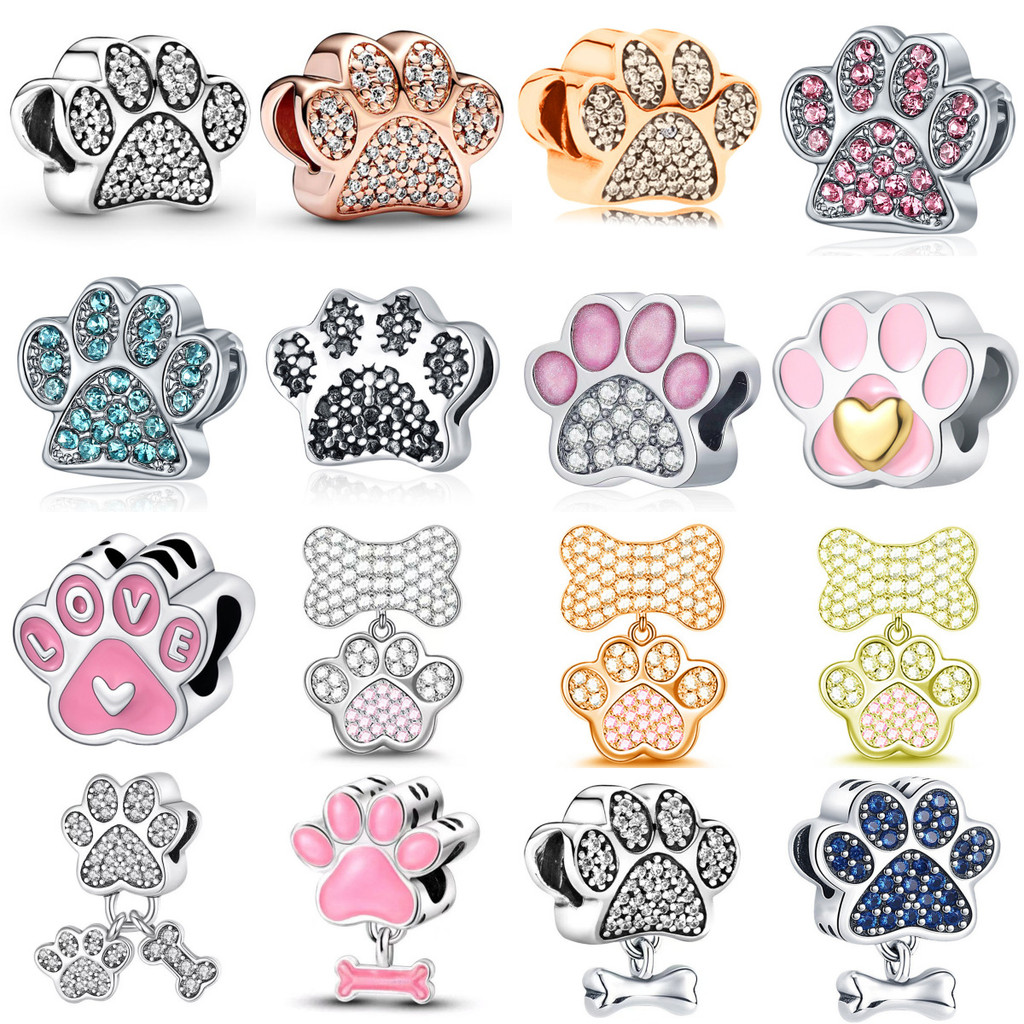 2025 novo estilo 925 prata urso pata série pingente DIY colar clássico pulseira charme em Oferta na Shopee