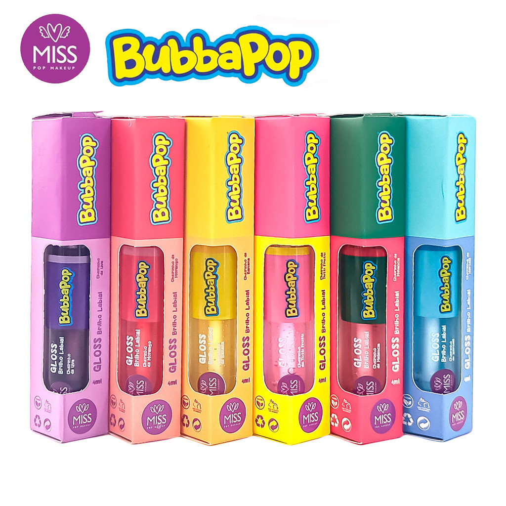 Kit 6 Gloss Labial Miss Pop Bubbapop - Hidratação e Brilho Perfeito!