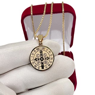 Medalha São Bento Duplaface + Corrente Veneziana Fina  Aço Inoxidável Unissex em Oferta na Shopee