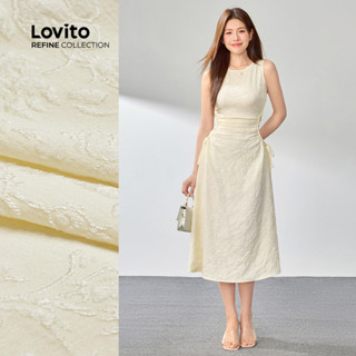 (Lovito Refine) Vestido casual floral com cadarço franzido e padrão escuro fosco para mulheres LR1AD048 em Oferta na Shopee