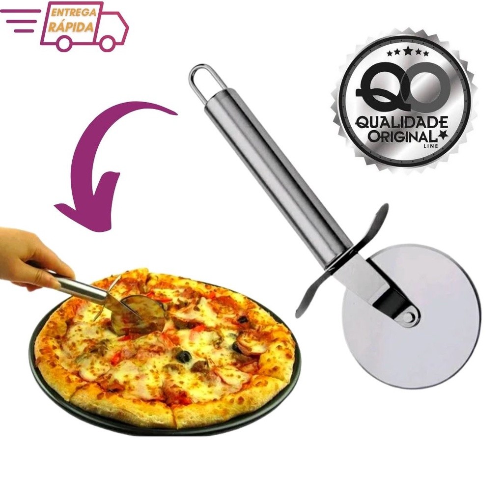 Carretilha Cortador de Pizza com Cabo em Inox