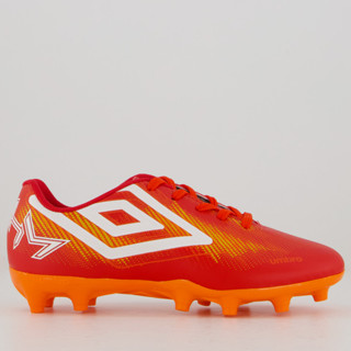 Chuteira Umbro Heatmap Campo Juvenil Vermelha e Laranja em Oferta na Shopee