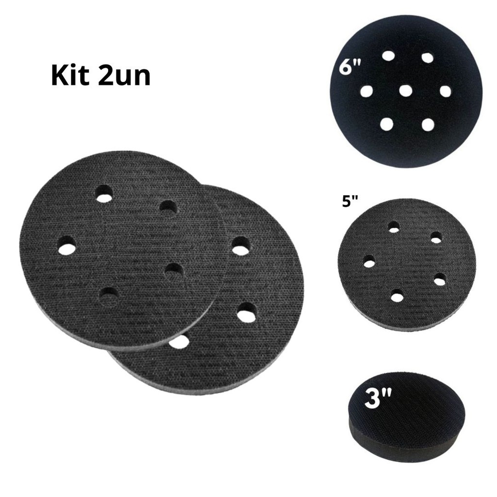 Kit 2 Interface de 6'' 5'' OU 3'' Variações | Redutor de Impacto | Hookit | Lixamento em Oferta na Shopee