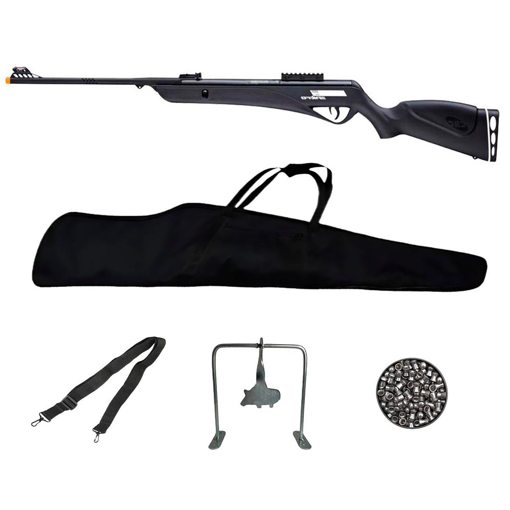 Carabina Espingarda Rifle de Pressão Jade Pro Nitro Preta 6.35mm - CBC + Acessórios