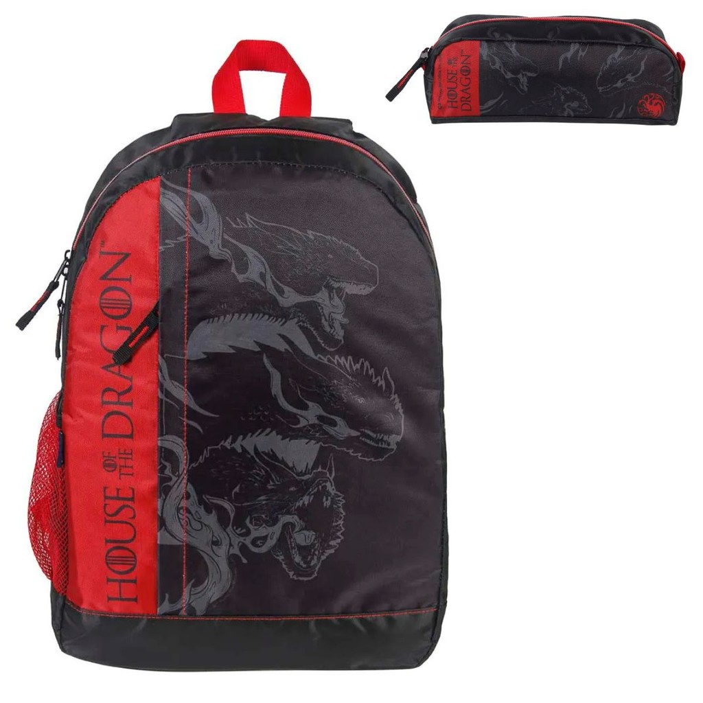 Kit Mochila Costas Juvenil Red House Estojo Of The Dragon Escolar Dermiwill