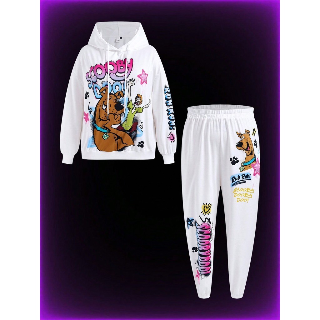 Conjunto moletom e calça Estampa  scooby doo de Estrela e Great Dane Grafite  moda  unissex  lançamento exclusivo