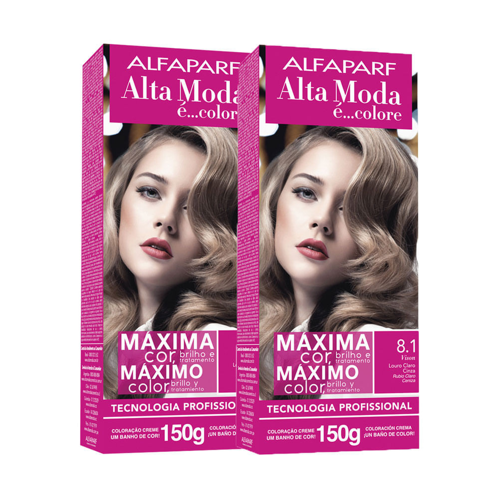 Kit 2 Tintura Creme Altamoda Alfaparf Vison 8.1 Kit