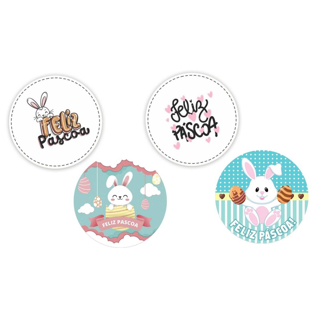 120 Adesivos Páscoa Personalizados 4X4cm Diversos Modelos