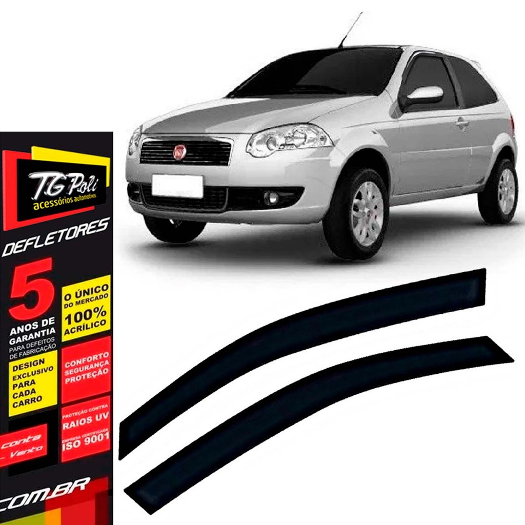Calha de Chuva Fiat Palio 1996 a 2011 2 Portas TG Poli Defletor Protetor Janelas Fumê em Oferta na Shopee