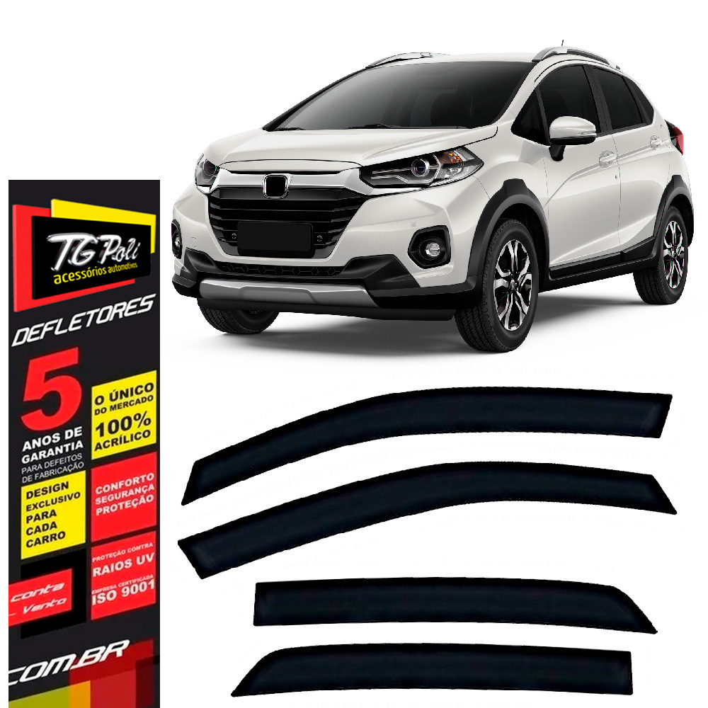 Calha de Chuva Honda Fit 2015 a 2021 4 portas TG Poli Defletor Portas Protetor Janelas Fumê