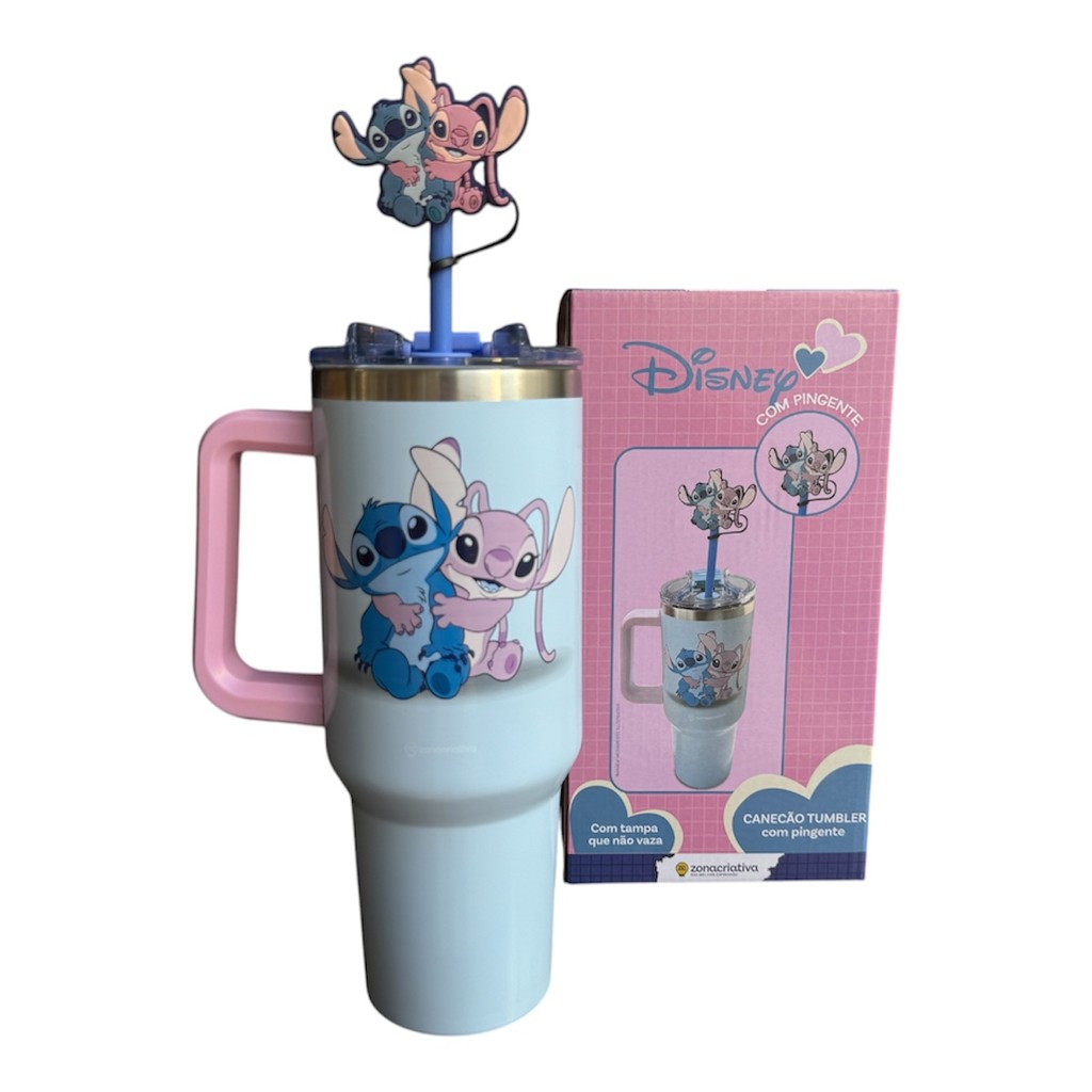 Copo Tumbler Stitch e Angel Disney 1,150L - ZonaCriativa