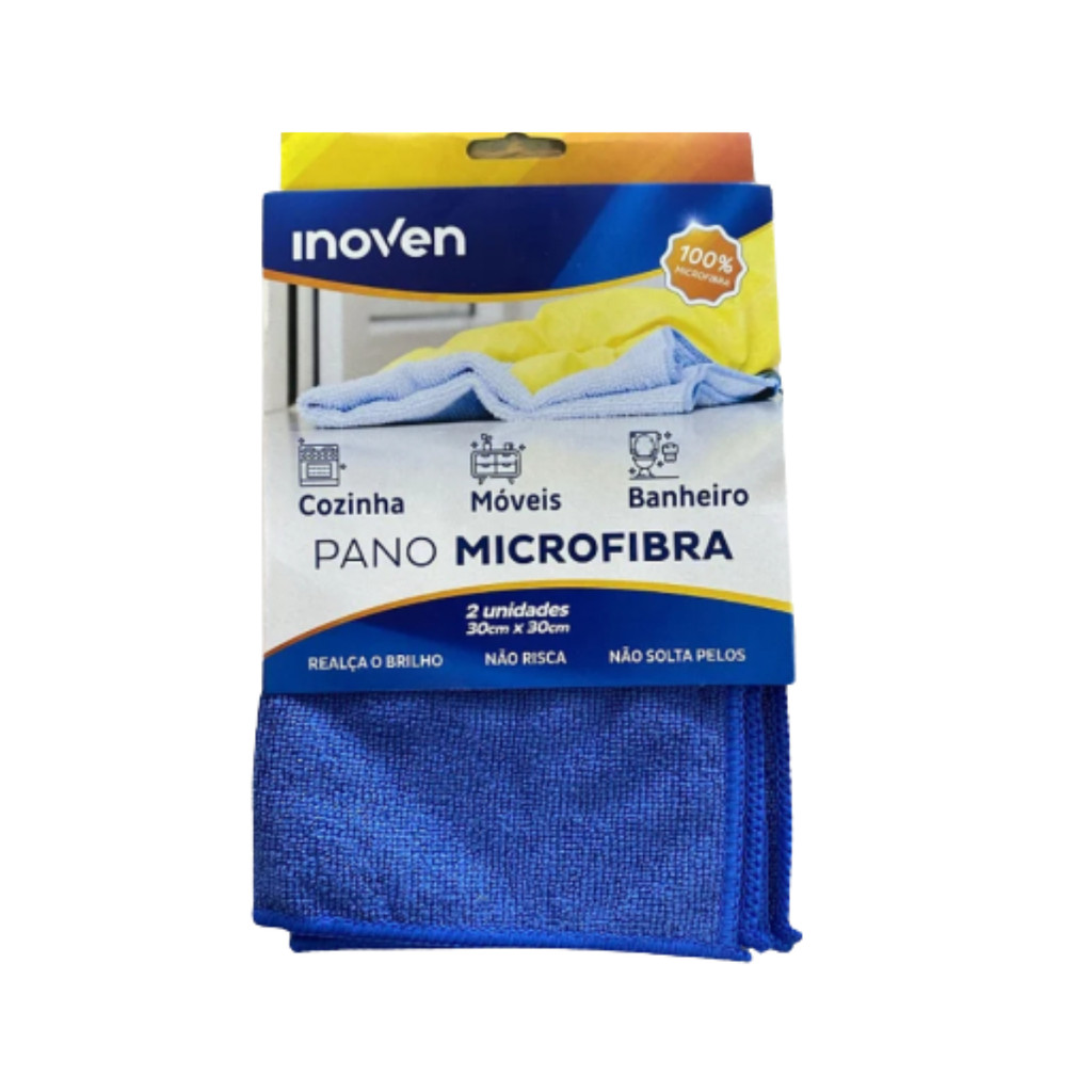 Pano de Microfibra 2 Unidades 30x30cm Azul Inoven - Home & Living