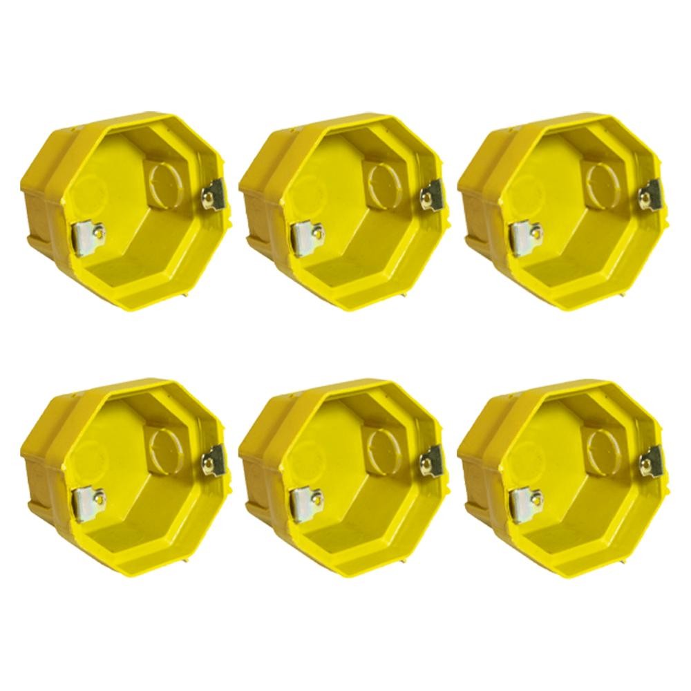 Kit Com 6 Caixas Sextavadas De Embutir 3x3 Amarela - Cx33103 em Oferta na Shopee