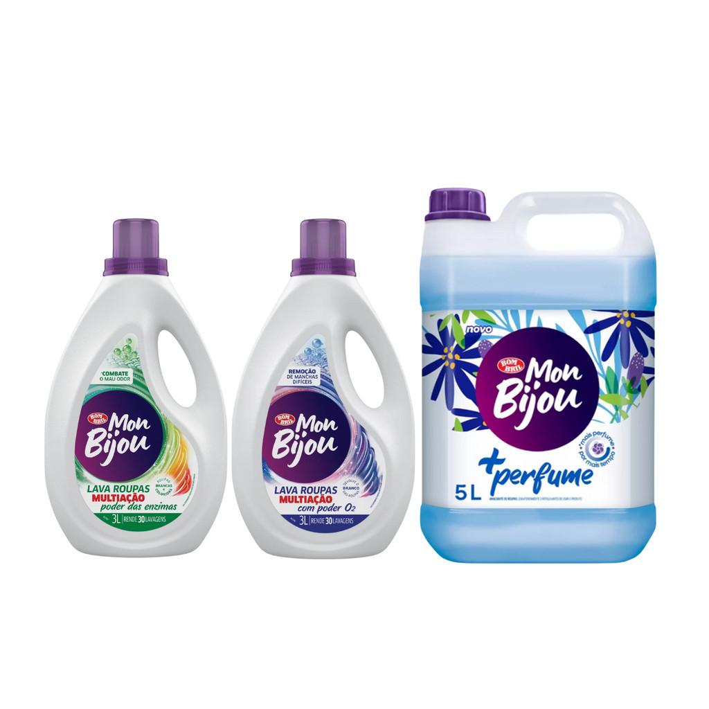 Kit 02 Lava Roupas Action/Fresh 3L + Amaciante 5L Mon Bijou em Oferta na Shopee