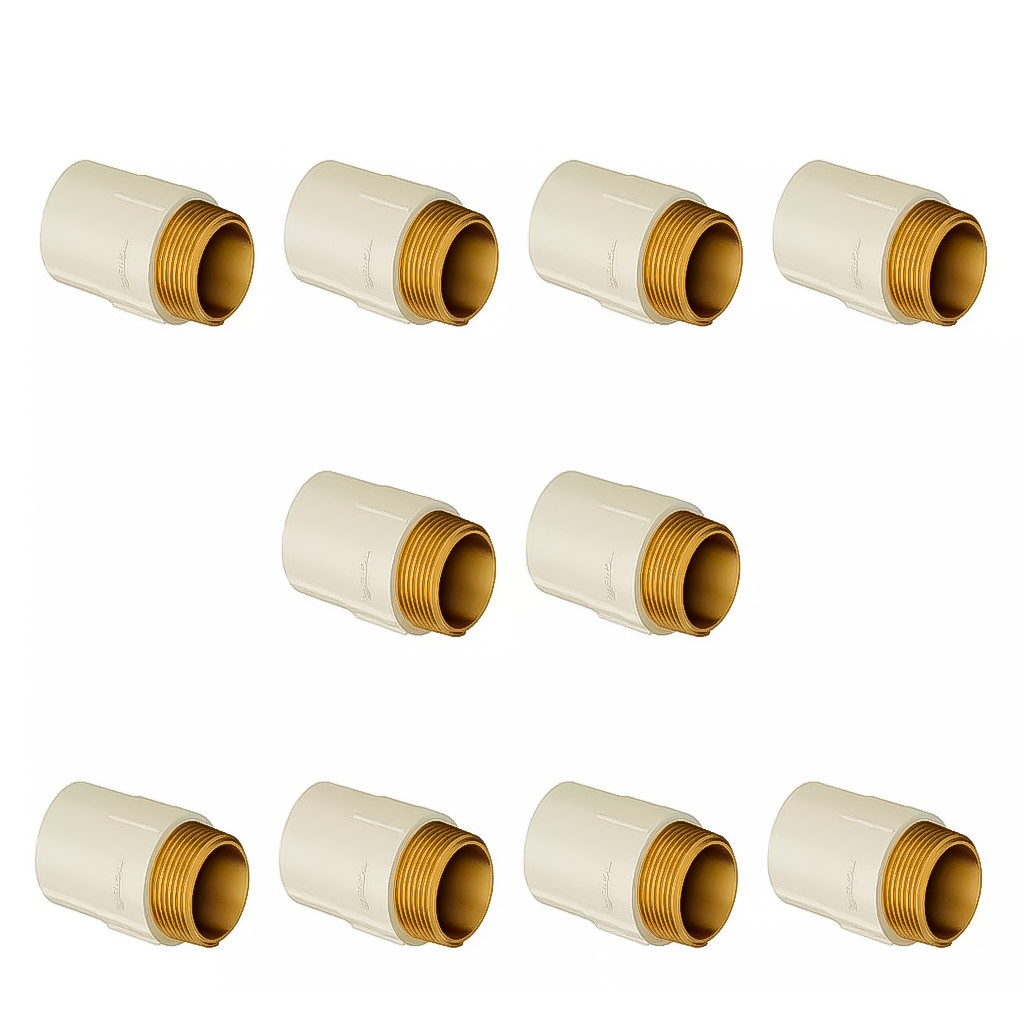 Adaptador RM CPVC Para Água Quente De 15mm x 1/2Pol. Ou 22mm x 3/4Pol. Kit Jogo 10 Unidades