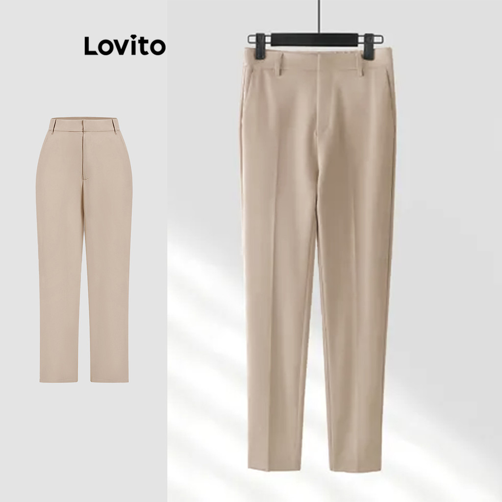 Lovito Calça Elegante Com Zíper Básica Verão/Primavera Para Mulheres L120ED1135 - Women Clothes