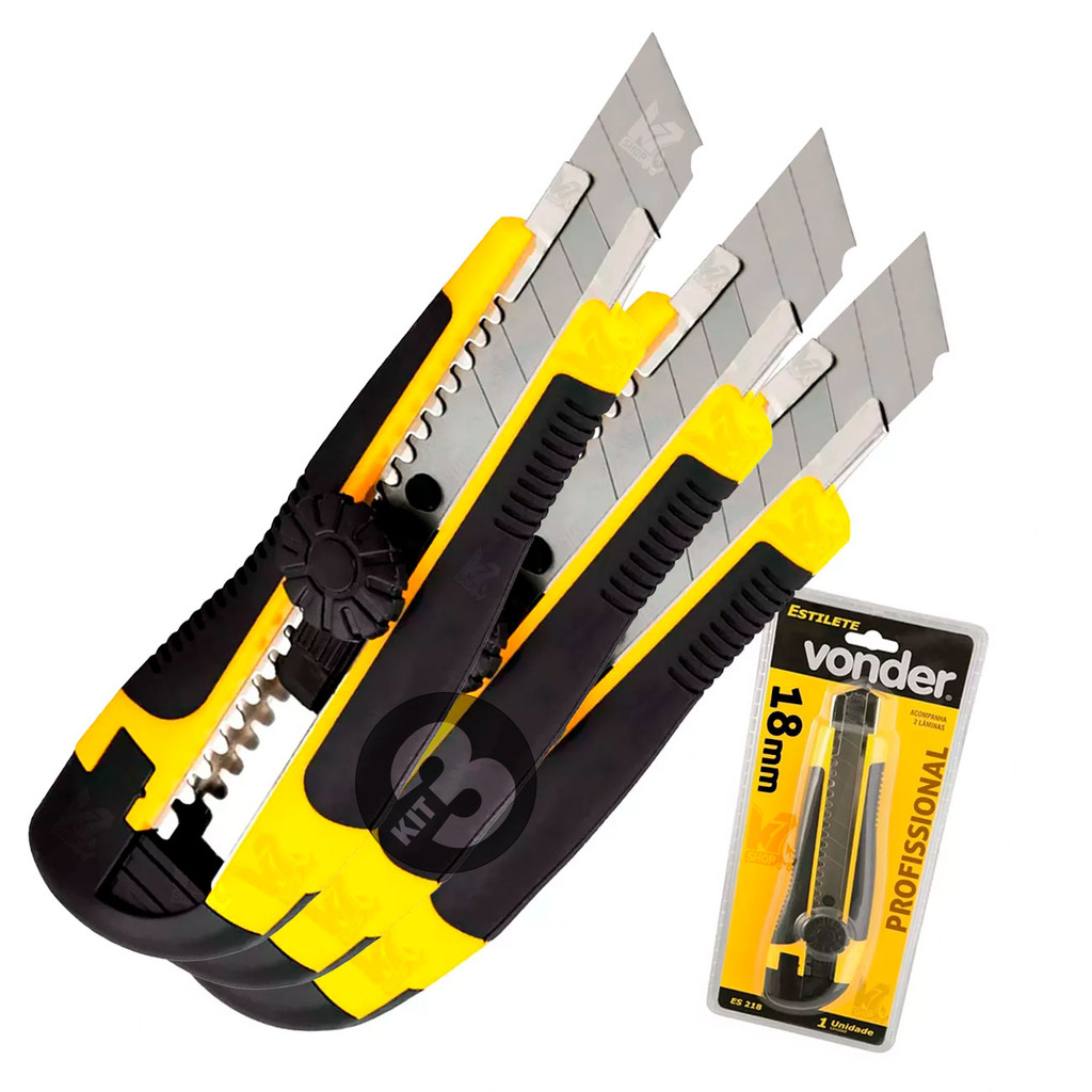Kit 3 Estiletes Profissional 18mm Vonder Trava Giratoria - Vonder