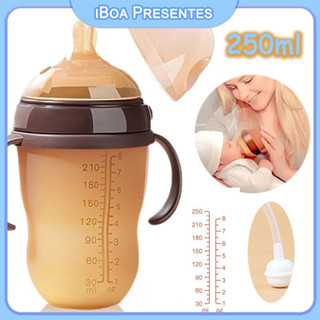 250ml Mamadeira De Silicone Imitando Bico De Leite Materno Anti-cólica E Refluxo Com Canudo em Oferta na Shopee