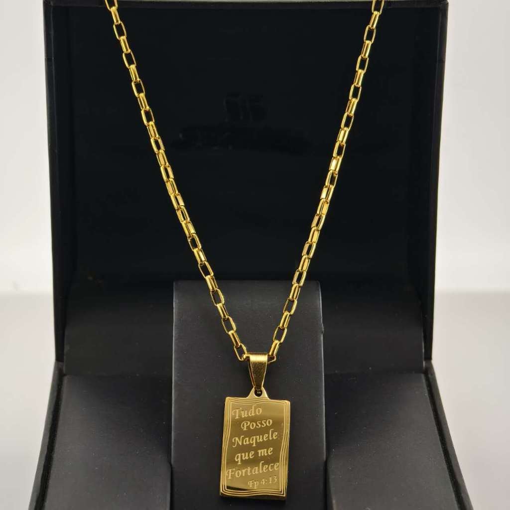 Joia Masculina: Colar com Pingente de Bala em Aço Inoxidável