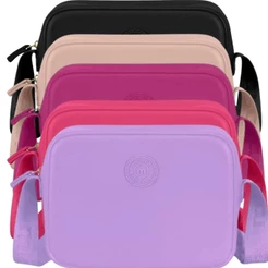 Bolsa Feminina Moleca Transversal Quadrada Borracha Tira Colo Cores ORIGINAL