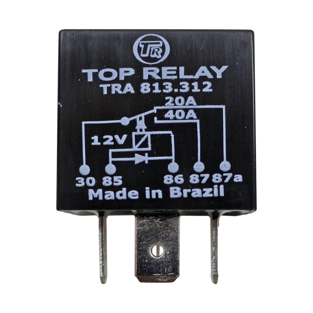 Relé Auxiliar Reversor c Diodo Paralelo a Bobina 20 40A 12V