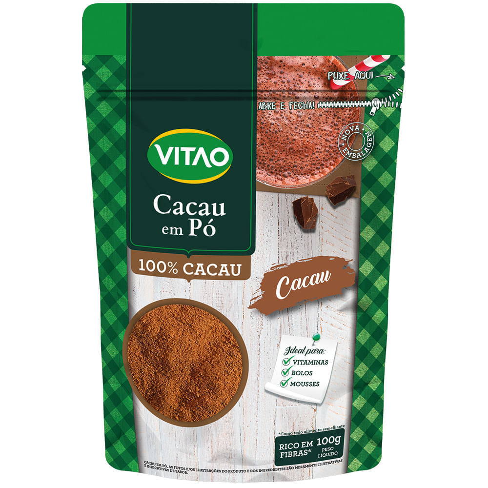 Detalhes do Kit Cacau Em Pó Vitao 100G - 4 Unidades