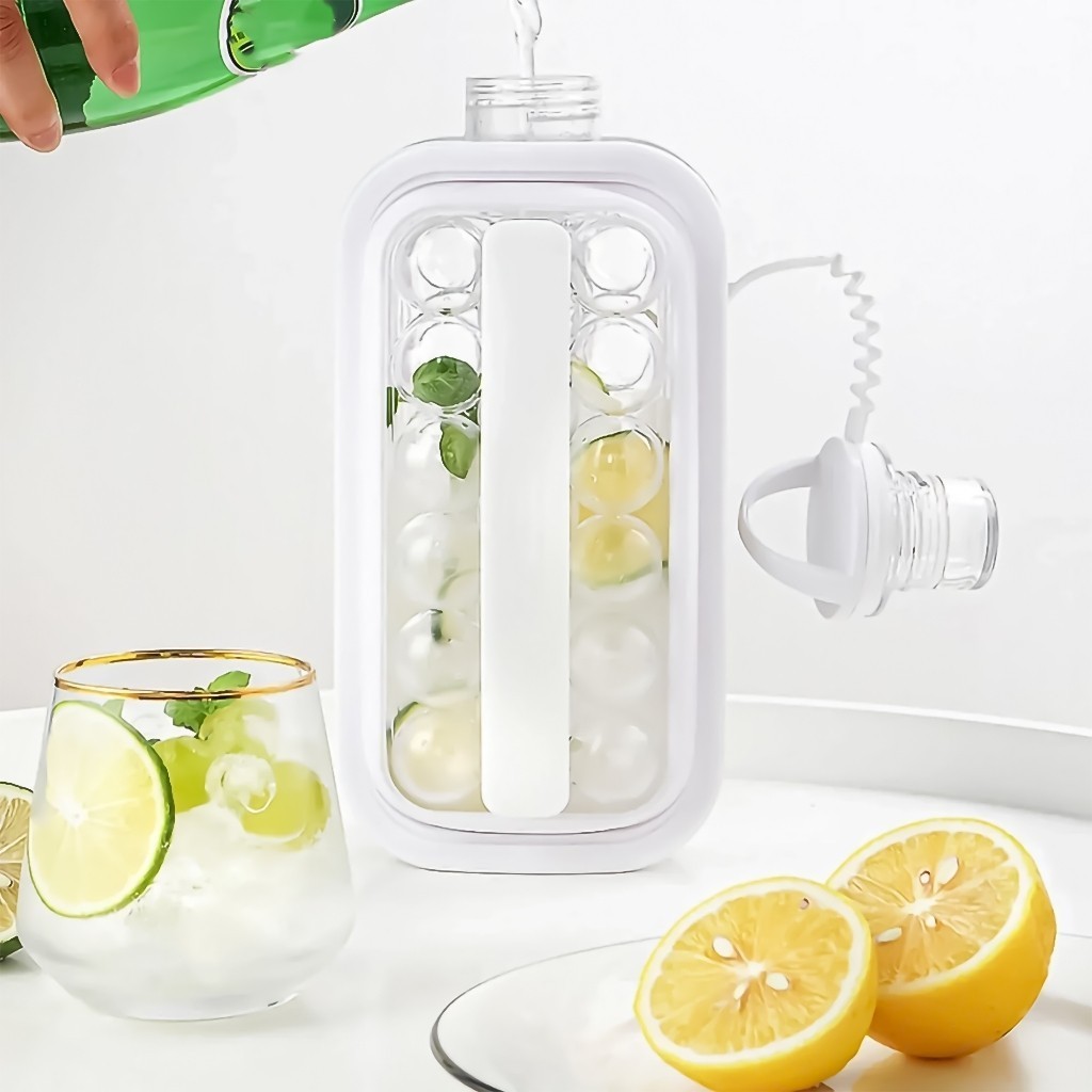 Garrafa Squeeze Forma de Gelo Bola Portátil Silicone Bebidas Drink Presente Verão Esporte Copo